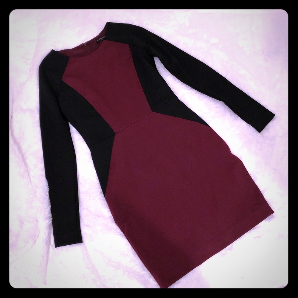 NWOT Banana Republic wine black color-block dress